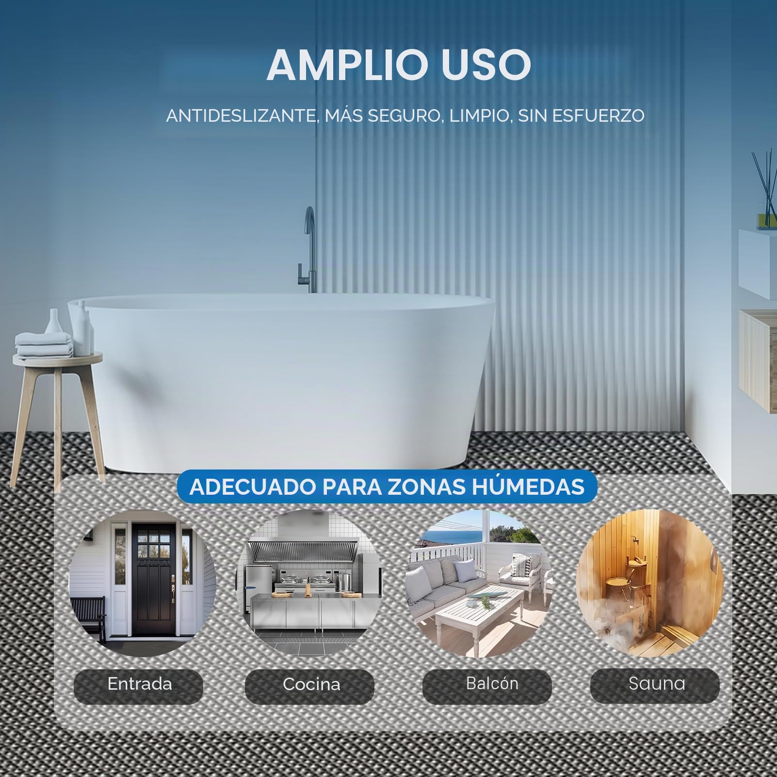 Alfombrilla de drenaje de PVC de 90 x 300 cm, 5,5 mm de grosor, antideslizante, alfombrilla para piscina, alfombrilla de cocina comercial, alfombrilla de ducha, alfombrilla de baño, zona húmeda