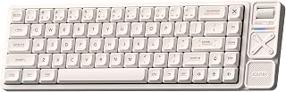 IQUNIX Magi65 Pro Low Profile Mechanical Keyboard Wireless 65% Keyboard Ultra Slim for Creamy Typing, Hot Swappable, RGB Backlit, PBT Keycaps, Aluminum Case, BT/2.4G/USB-C, Mac/Windows (Ochre White)