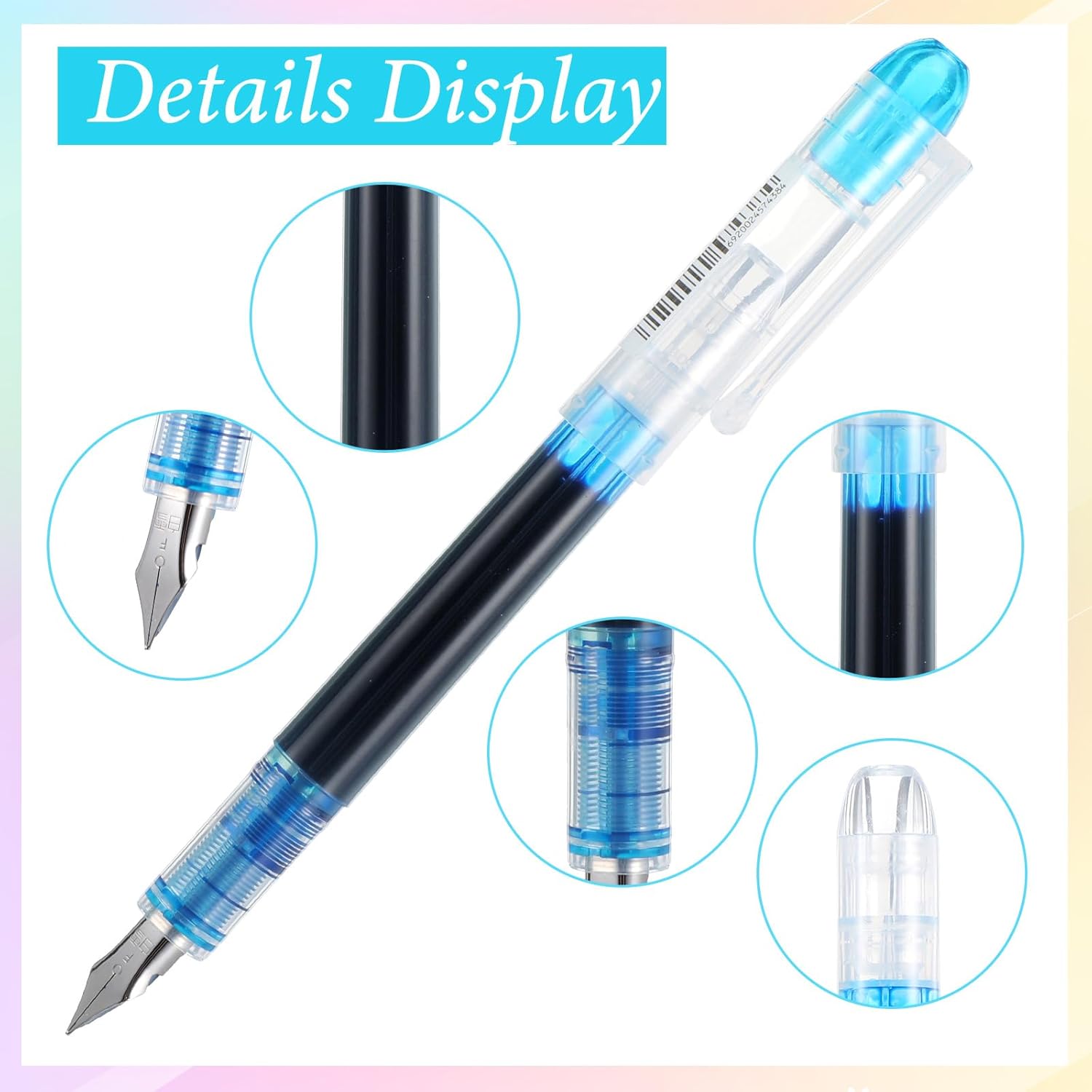 Disposable Fountain Pens Set, 40 PCS Colored Ink Fountain Pens for Writing, Extra Fine Nib Classic Design Calligraphy Large Capacity for Journaling Office Supplies Sketching