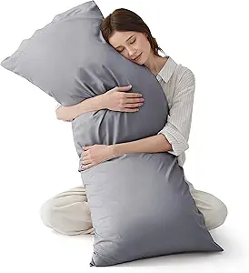 Bedsure Body Pillow Cover - Silver Grey Long Cooling Pillow Cases, 100% Rayon Derived from Bamboo, Cool Body Pillowcase with Envelope Closure for Women, Men, 1 Pack, 20x54 Inches
