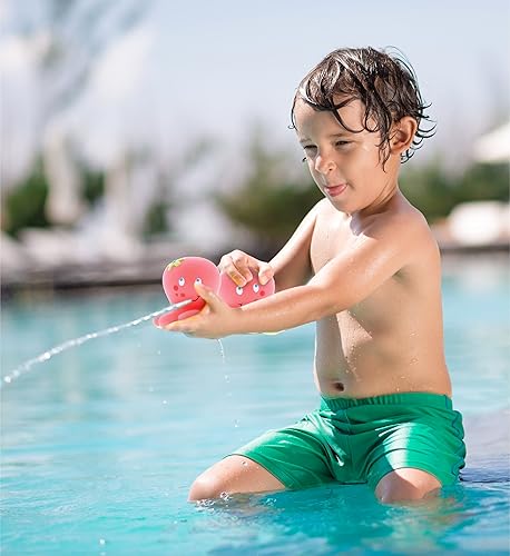 Miniatura 7 de DolliBu Octopus Bath Buddy Squirter - Juguete flotante de goma de pulpo rosa, divertido juego de baño para niños pequeños, lindo juguete de animales