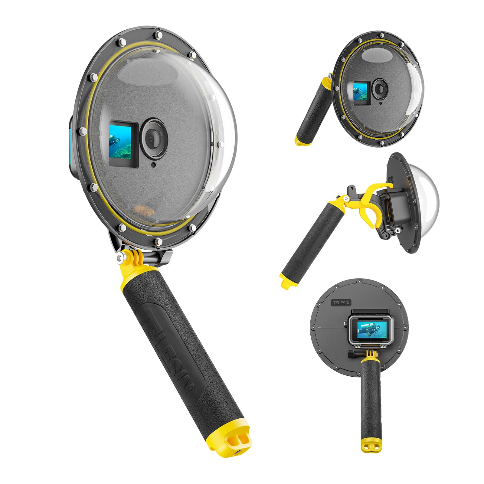 6'' Dome Port 30M Waterproof Case Housing for Action 3/4 Sports Camera Triggered Hand Grip Dome Cover Lens Accessories for Action 3 4 Sports Camera