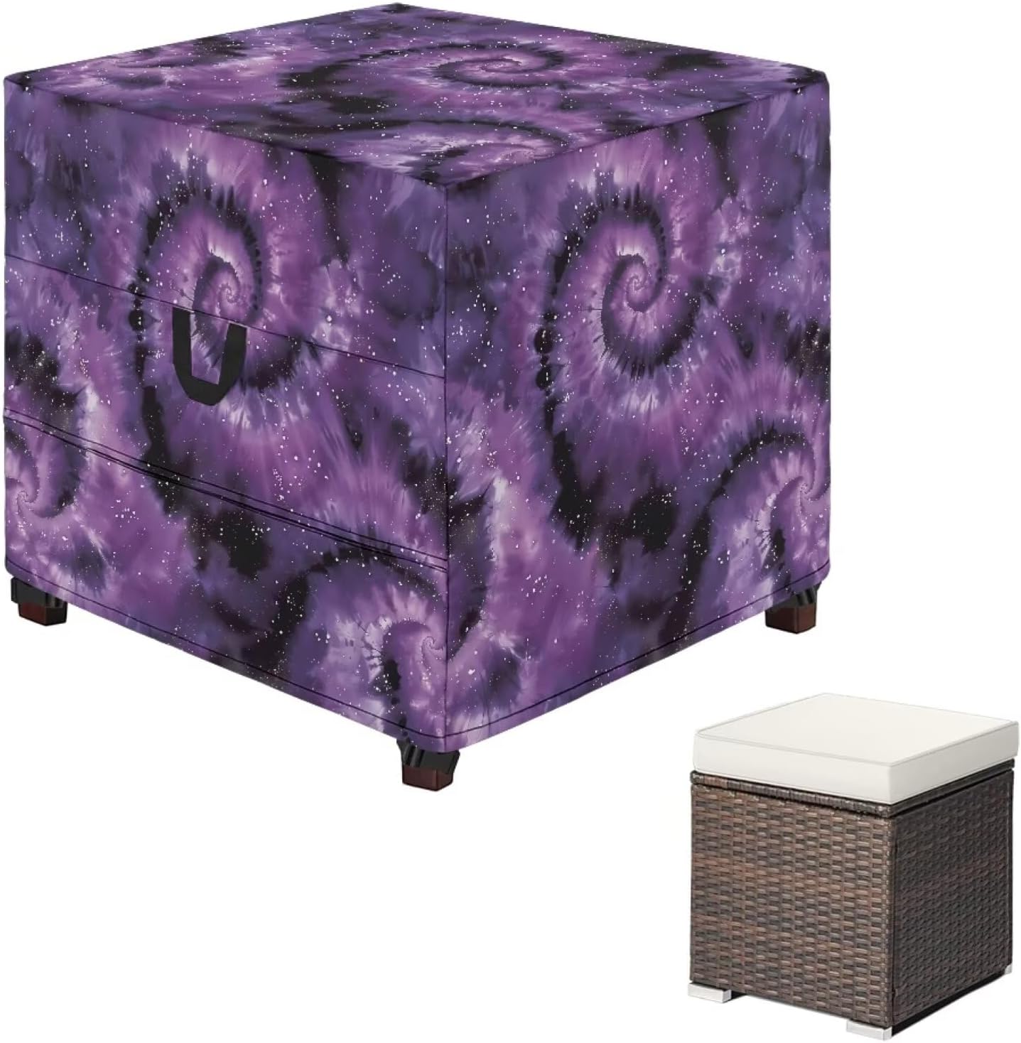 Tie Dye Outdoor Ottoman Cover Heavy-Duty Patio Ottoman Cover for All Season Waterproof Patio Furniture Covers with Elastic Edge Gift for Holiday