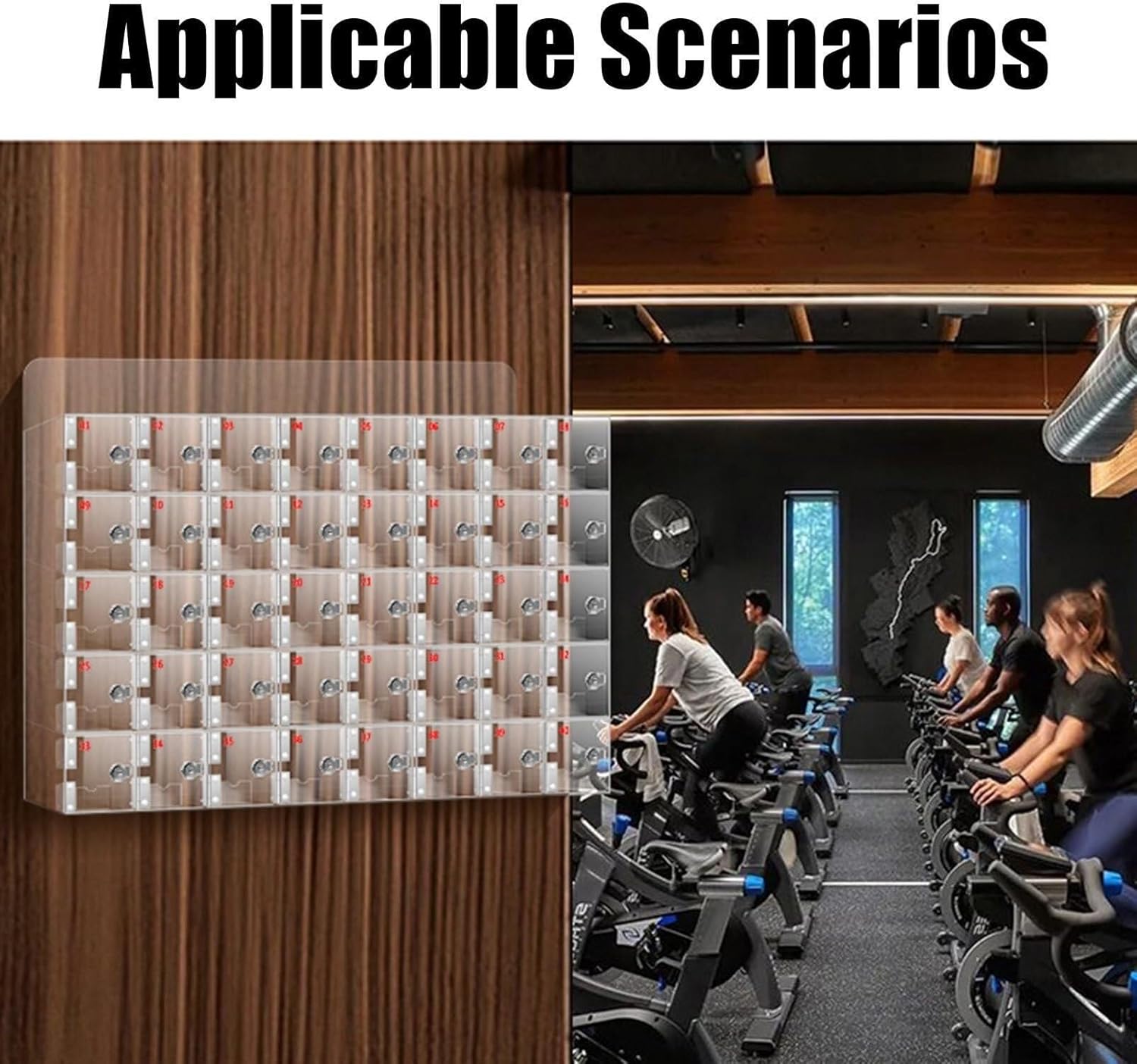 Acrylic Transparent Cell Phone Storage Locker with Door Locks and Keys, Wall-Mounted Cell Phones Storage Cabinet with Numbered,20Slots