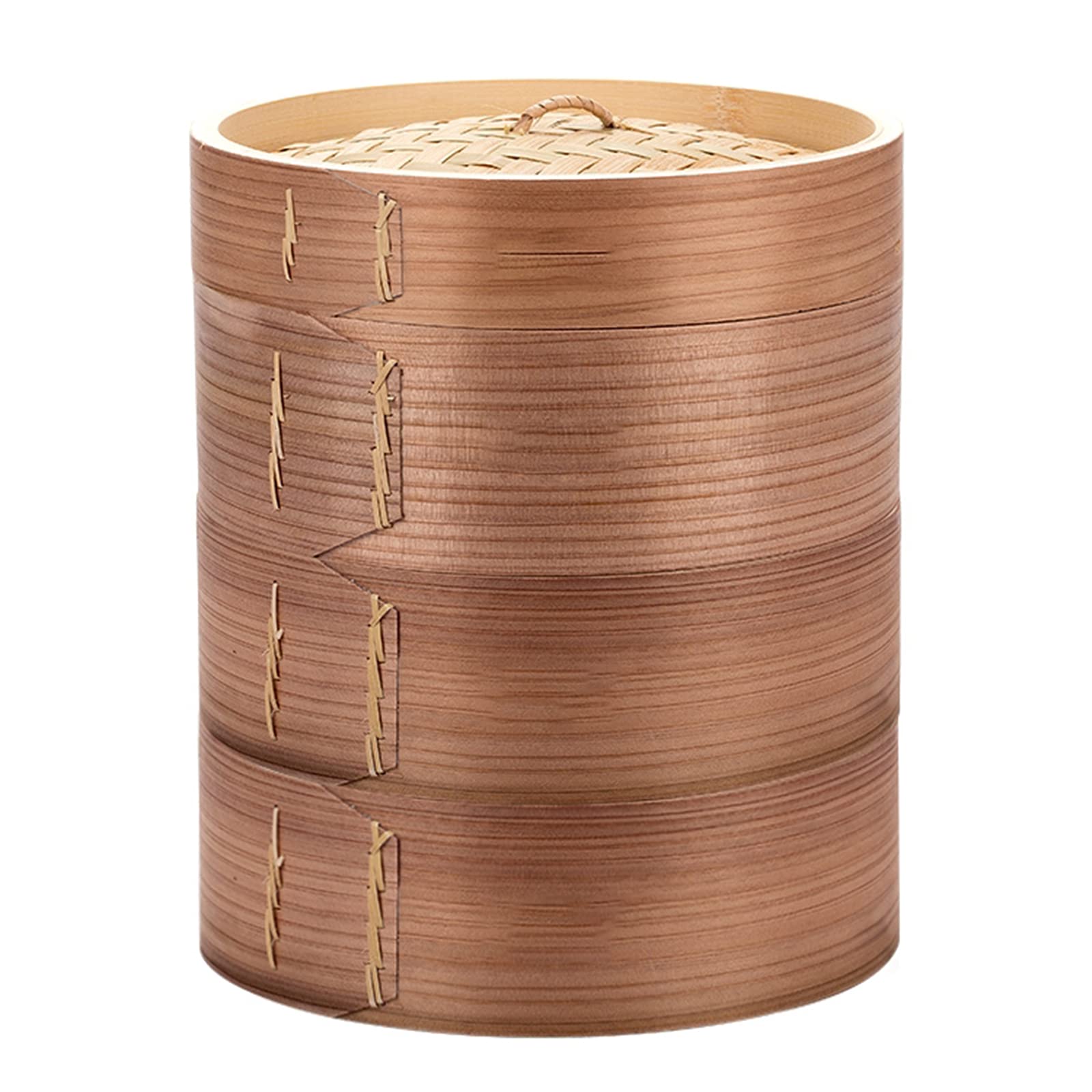 Cestelli per Cottura a Vapore, Vaporiera in Legno da Cucina a 3 Livelli con Manico e Coperchio in bambù per Gnocchi, Dim Sum, Carne, Frutti di Mare