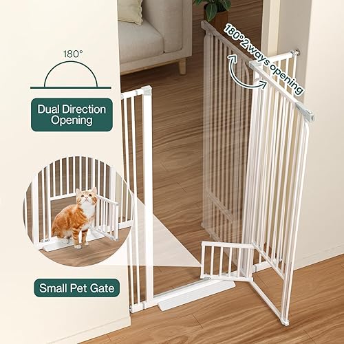 Miniatura 2 de Puerta para gatos extra alta de 53 pulgadas para puertas, sin taladrar, puerta alta y resistente para perros, puerta para mascotas fácil de usar