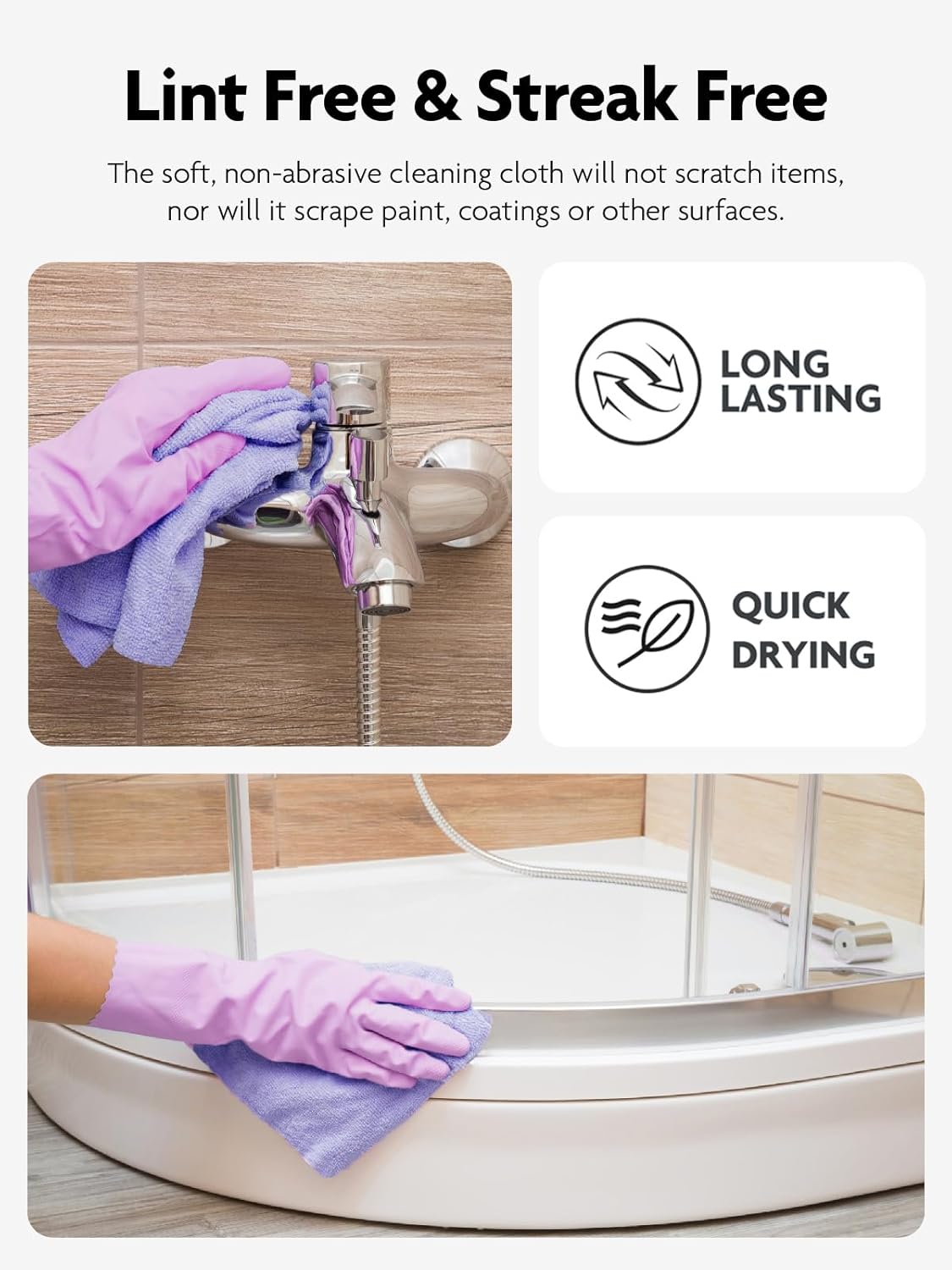 Fantasticlean Microfiber Cleaning Cloth Roll -75 Pack, Tear Away Microfiber Towels, 12" x 12", Reusable, Washable, Scratch Free, Ultra Absorbent Dishcloth for All-Around Cleaning Supplies (Lavender)