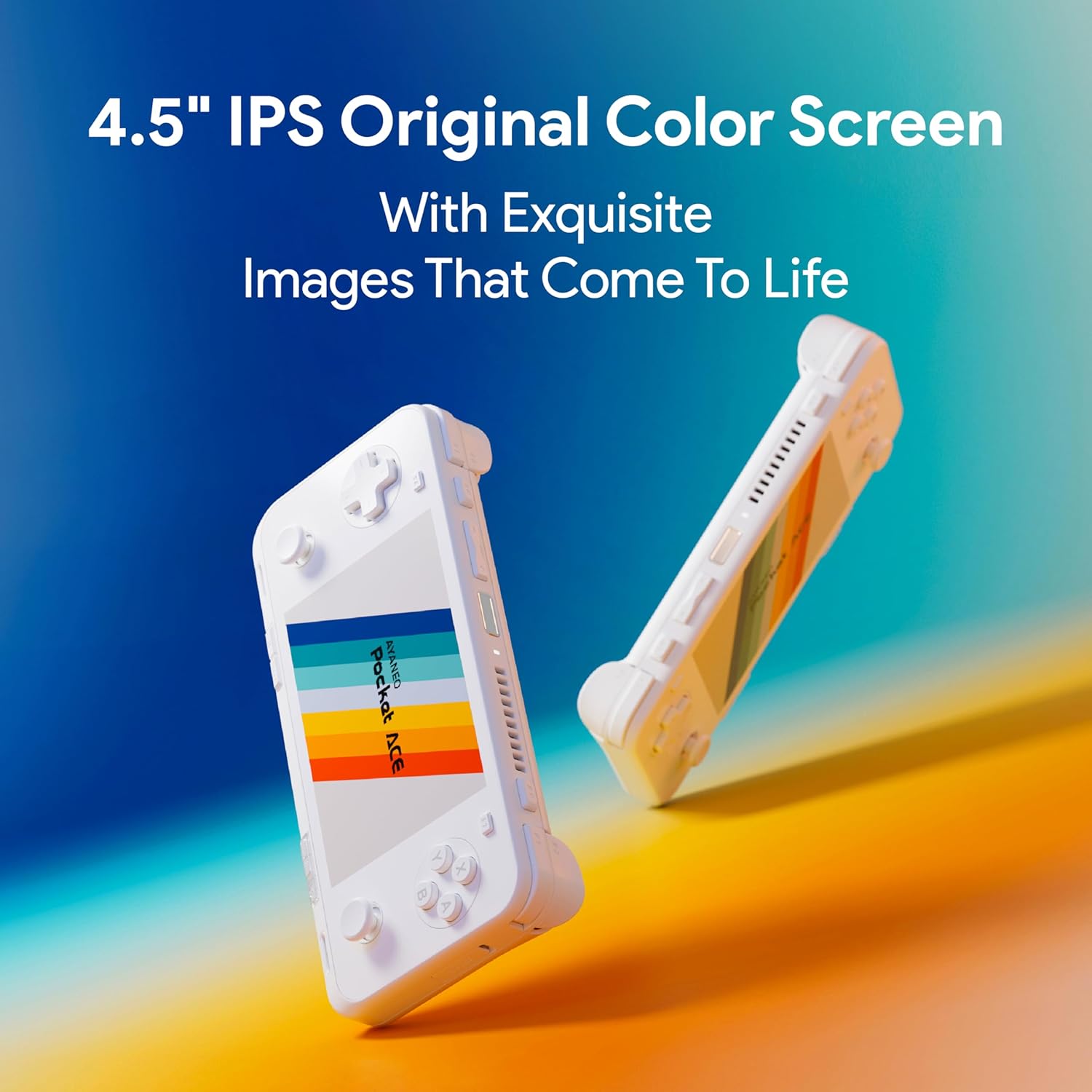 AYANEO Pocket ACE Android Handheld, 4.5" IPS Unbezeled Display, Snapdragon G3x Gen 2, 15W Gaming Performance, Hall Joysticks & Triggers, AYASpace for Retro & Mobile Gaming, White