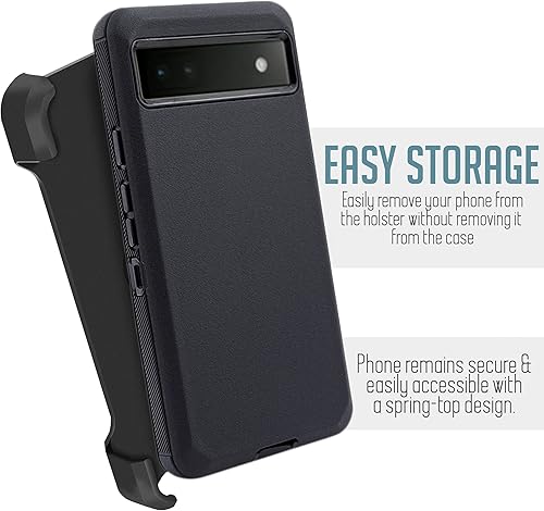 Miniatura 2 de Funda para Google Pixel 6A 5G 2022 grado militar con funda de clip para cinturón, funda protectora resistente a prueba de golpes, resistente al