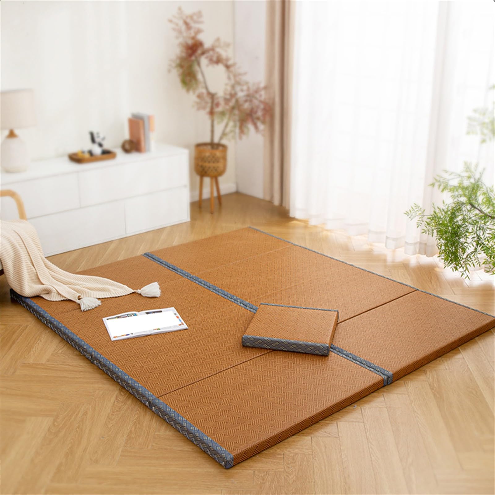 Colchón de futón japonés para suelo, plegable, enrollable, para dormitorios pequeños, parejas y noches de cine familiares, cómoda cama tatami para uso doméstico