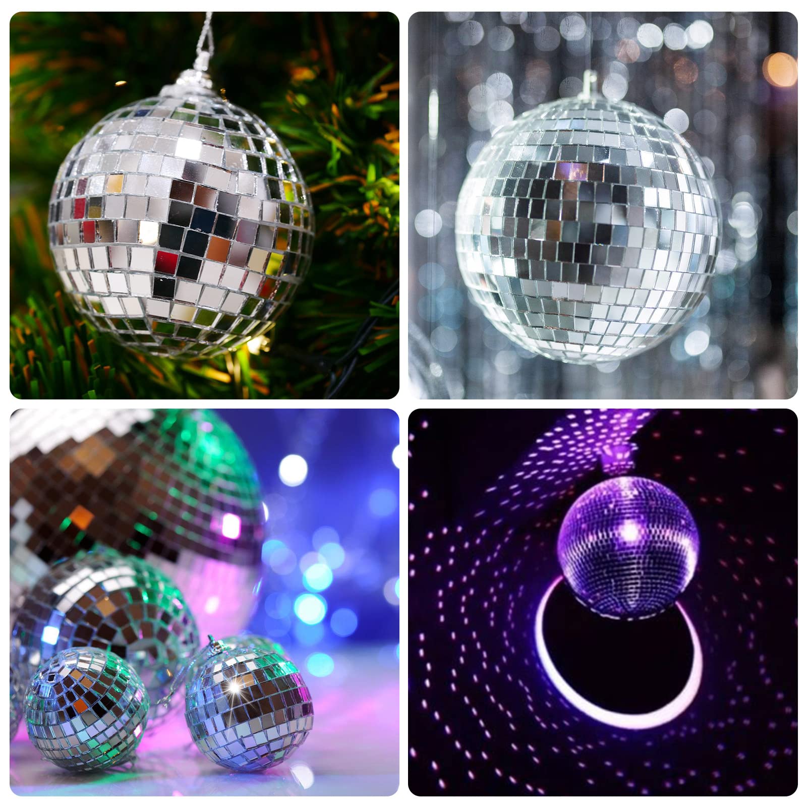 4 PCS Boules à Facettes, 10 cm Boule Disco, Boules à Facette à Suspendre, Disco Ball, Mirror Balls Décoration pour Jeux de Lumiere, Fête, Carnaval