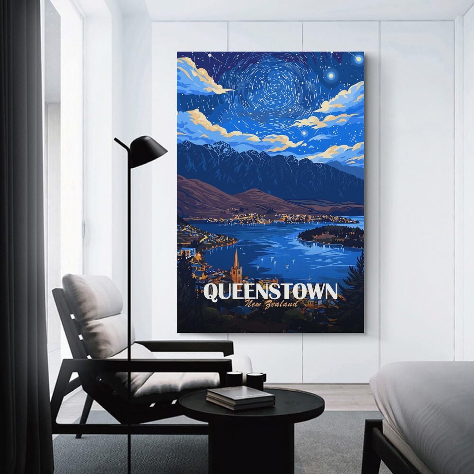Junmoney Decorative Wall Artwork Queenstown New Zealand Travel (3), 24x36inch(60x90cm), for Home, Office, Studio Or Guest Room, A Flexible Wall Accent for Shared Spaces