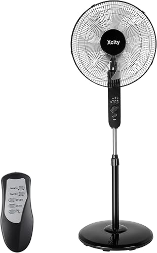Miniatura 1 de Xcity Ventilador de pedestal oscilante de 16 pulgadas, ventilador de soporte de 3 velocidades, control remoto, alta velocidad, altura e inclinación