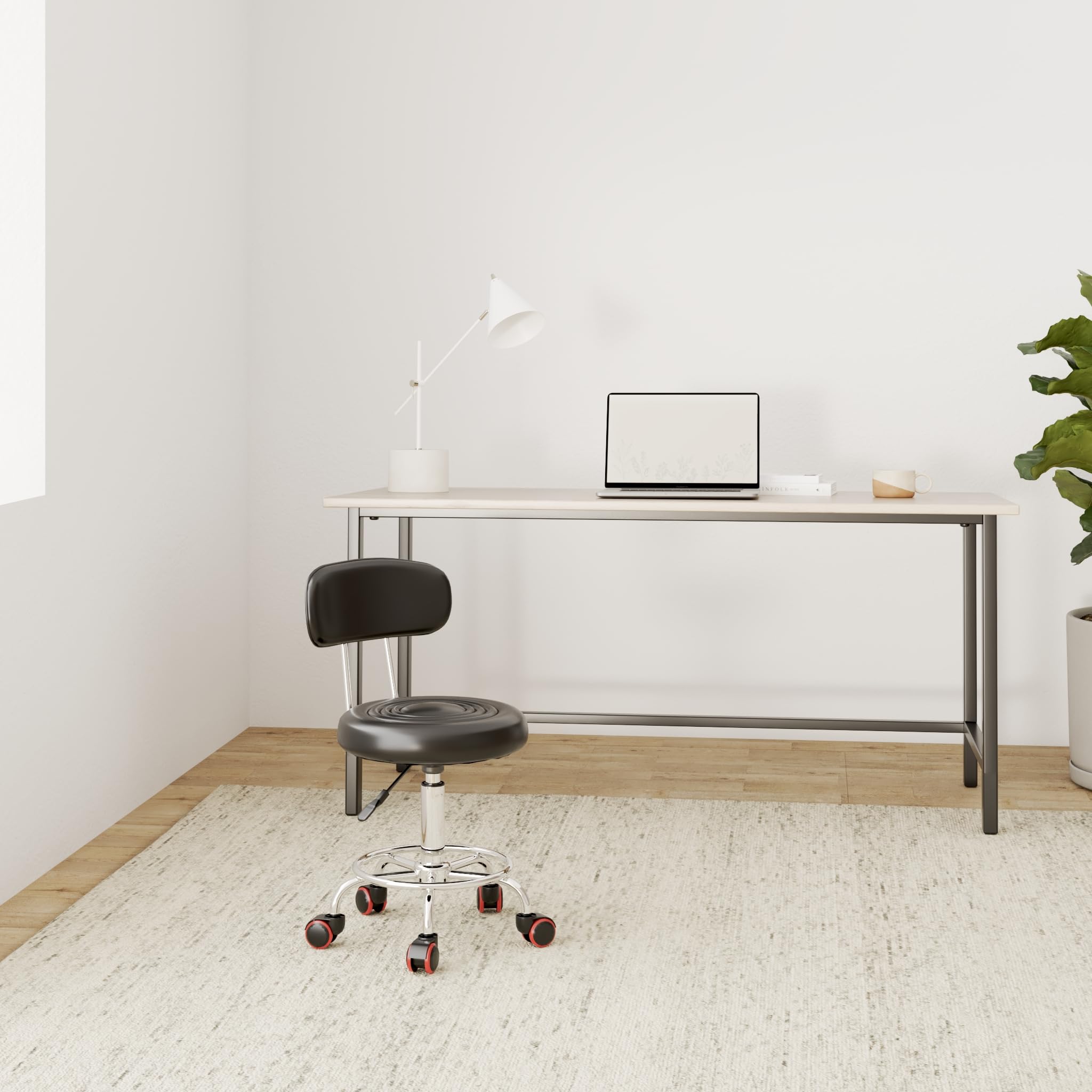 Alightup Bürohocker mit Rollen, professioneller Drehstuhl mit Rückenlehne, 360-Grad-drehbar und höhenverstellbar – für Massagesalon, Küche, Büro, Klinik, Pub, Näharbeiten, Malerarbeiten, Klavierspiel