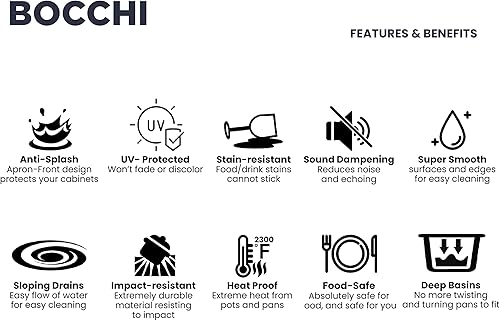 Miniatura 7 de BOCCHI Contempo Farmhouse Delantal de arcilla refractaria frontal de 33 pulgadas. Fregadero de cocina de un solo tazón con rejilla inferior
