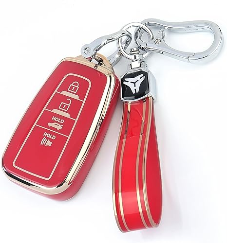 Fundas para llaves Toyota, fundas de botón de protección de TPU suave y llaveros, soporte para llaves de automóvil para hombres y mujeres (rojo), F