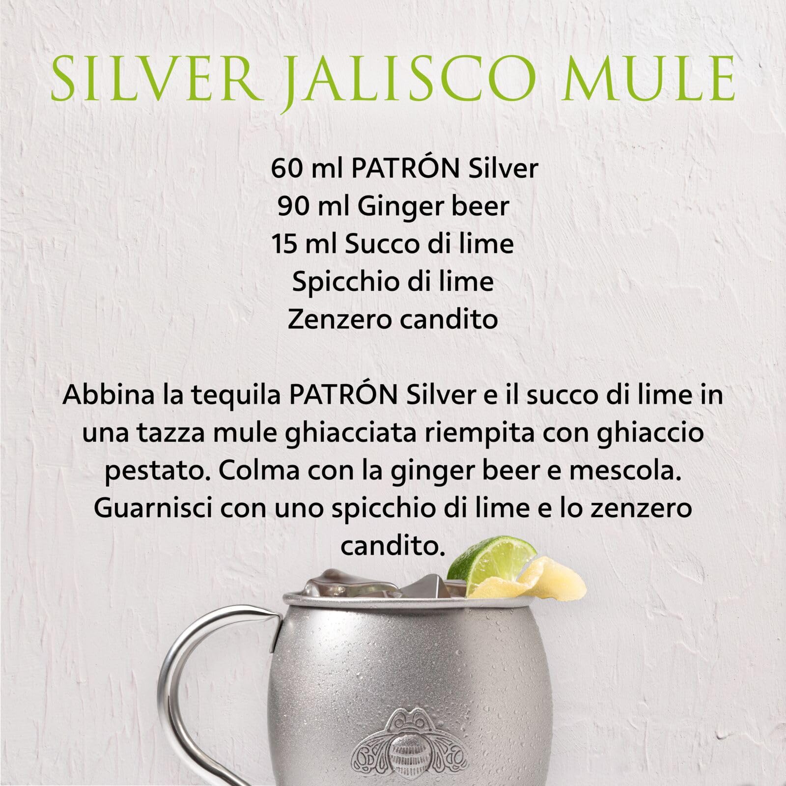 PATRÓN Silver Premium Tequila, Vol. 40%, 70 cl / 700 ml, creata in Messico con metodi artigianali in piccoli lotti a partire dal 100% della migliore agave Weber Blue