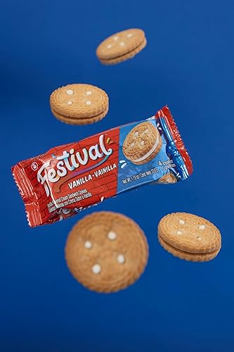 Miniatura 8 de FESTIVAL Galletas de vainilla, galletas sándwich de vainilla crema, tintes naturales y bajo en sodio, alto contenido de crema, 14.6 onzas (paquete