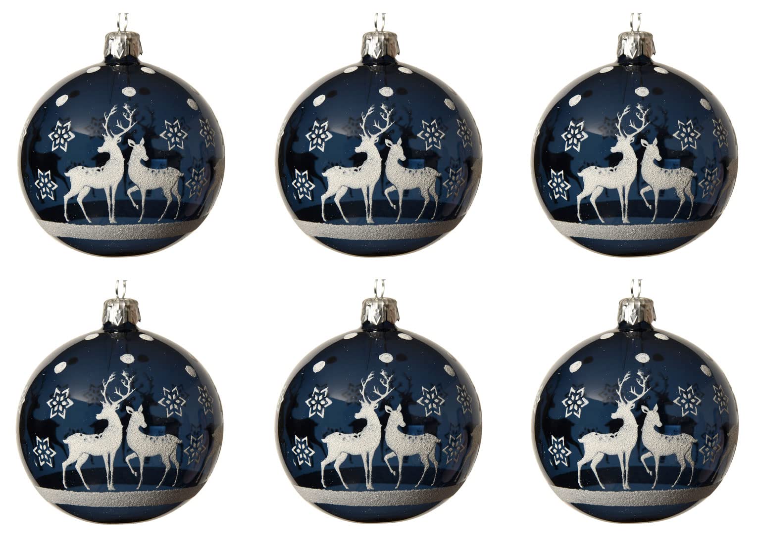 Boules de Noël en verre soufflé bouche de 8 cm pour sapin raffiné