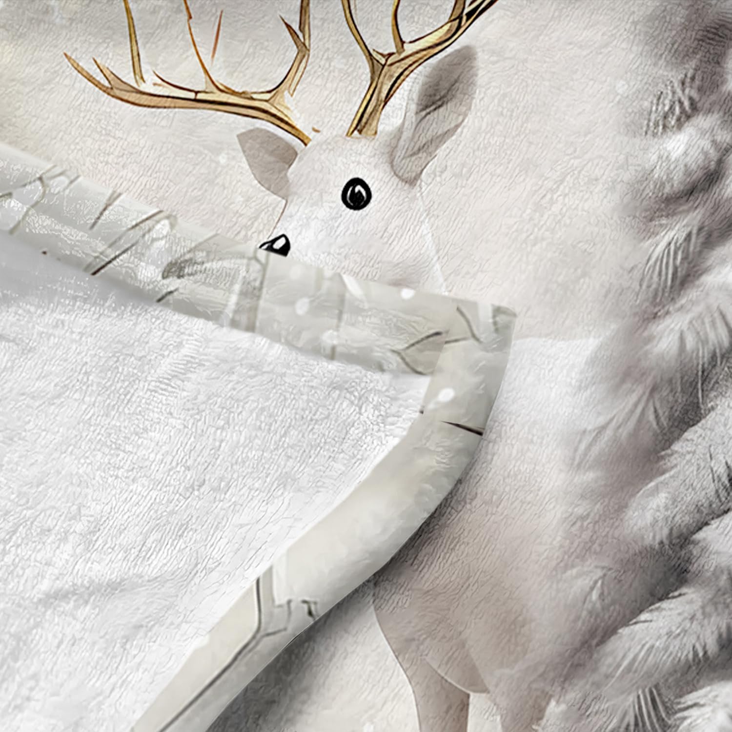 Christmas Reindeer Throw Blanket for Couch Bed Sofa Winter Holiday Cozy Christmas Tree Flannel Blanket with Snow Scene Deer and Pine Trees Farmhouse Christmas Decor Xmas Gifts (Xmas 1, 50''x60'') - Image 4