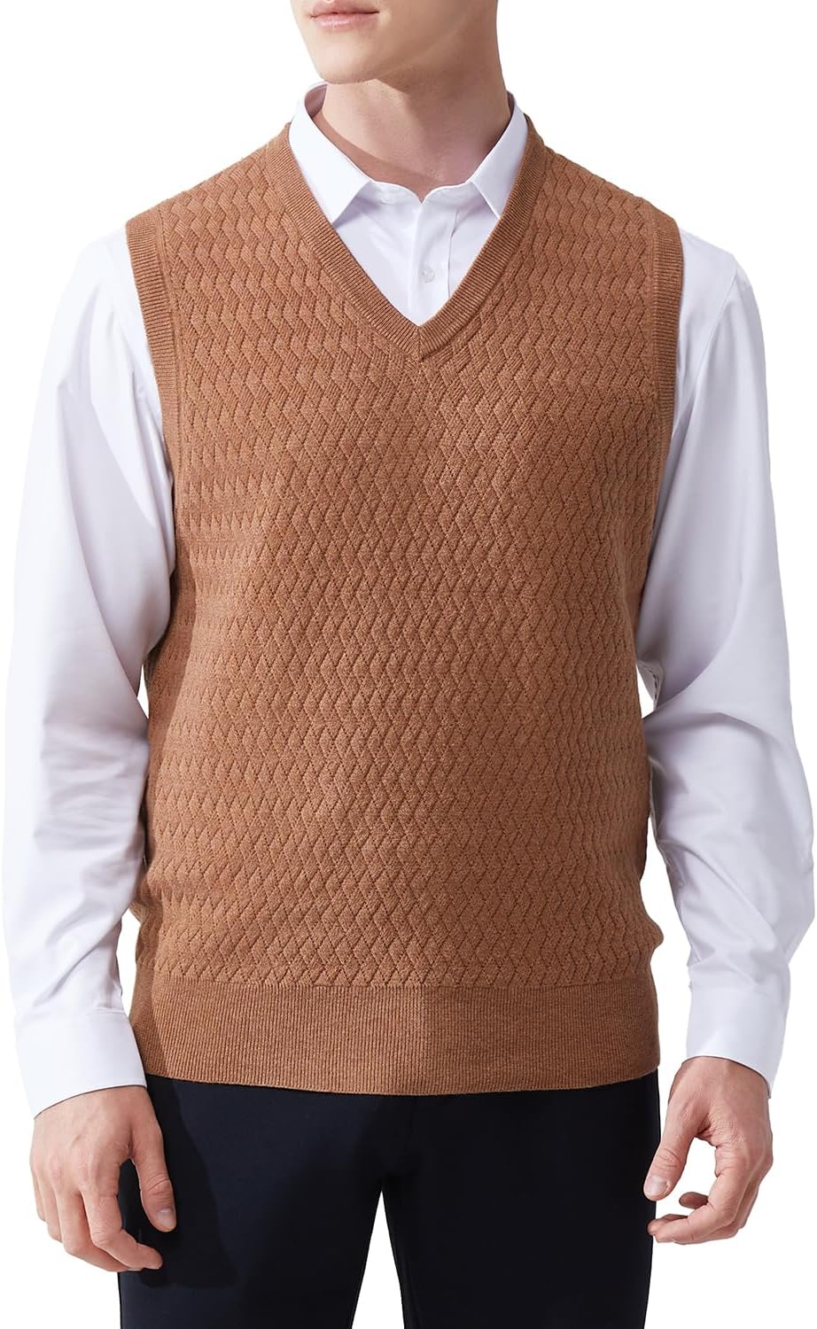 Men's V-Neck Sleeveless Pullover Sweater Casual Argyle Sweater Vest