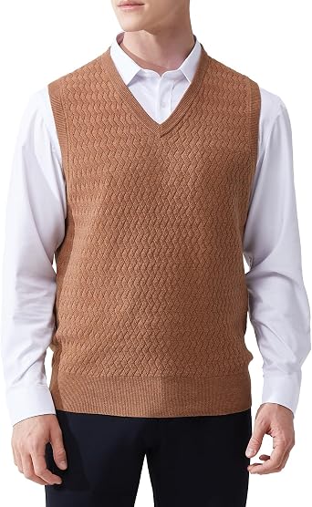 Mens V-Neck Sleeveless Pullover Sweater Casual Argyle Sweater Vest