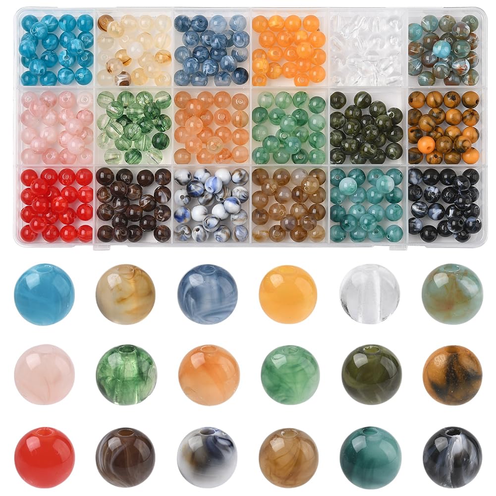 Perles en résine aspect marbre poli de 18mm pour l'artisanat d'art