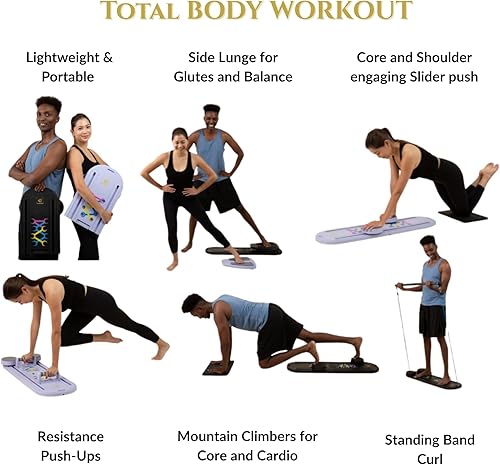 Miniatura 3 de 7-in-1 Pilates Reformer Board, Portable Pilates Board Foldable Pilates Reformer Equipment with Timer for Home Workouts with Resistance Bands Core