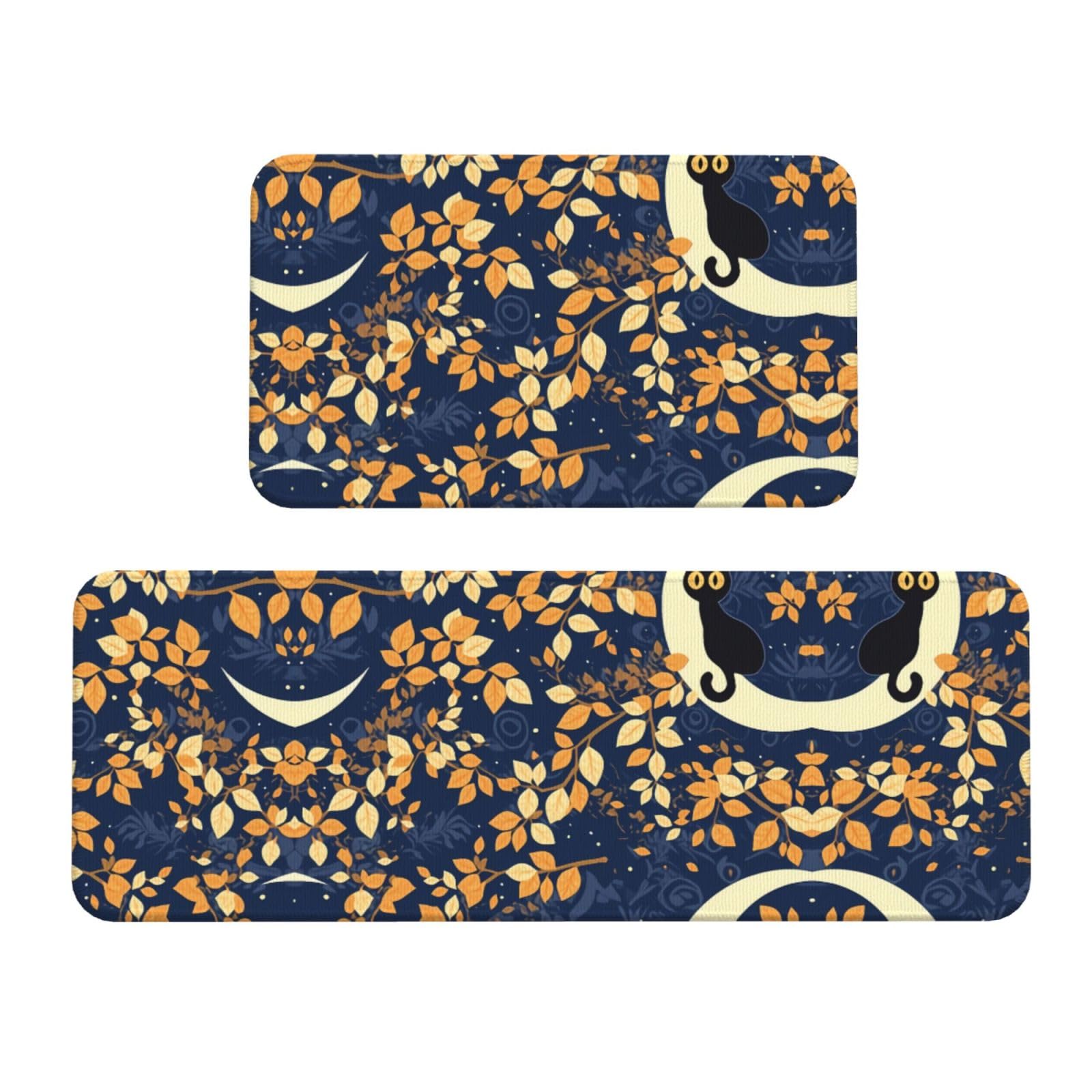 Alfombrillas de cocina cómodas y seguras con estampado de hojas doradas pack de 2 unidades