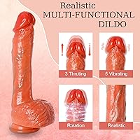 Vista 4 de Thrusting Dildo Vibrator Sex Toys, Realistic Dildos G Spot Anal Vibrator with 3 Thrusting & 5 Vibrating Modes, Remote Control 8.6'' Suction Cup
