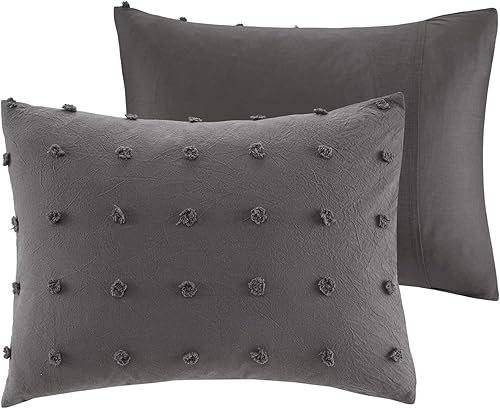 Miniatura 15 de Urban Habitat - Juego de edredón 100% algodón Jacquard, cobertura de edredón para todas las estaciones chic que proporciona un acento desgastado de