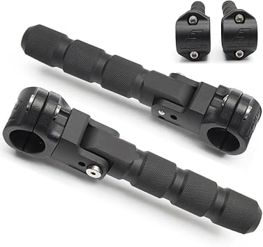AltRider Universal Highway Pegs for Crash Bars Compatible With 1 Inch (25 mm) Diameter Bars - Heavy Duty, Rust-Resistant Motorcycle Foot Pegs with Non-Slip Clamp Ideal for Long Rides - Black