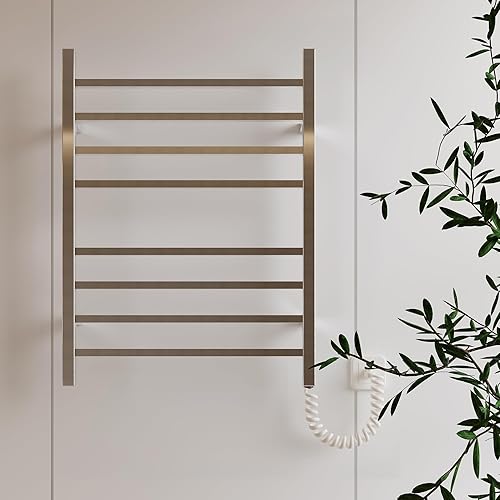 Miniatura 6 de HEATGENE Calentador de toallas, calentador de toallas calentado, calentador de toallas eléctrico montado en la paredenchufable para baño, toalleros