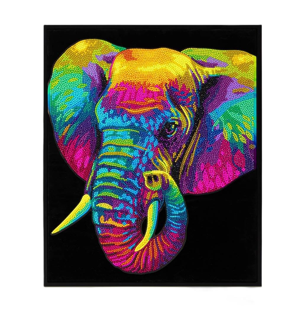 Diamond Dotz Neon Elephant 2594369 Original 5D Diamond Painting Set, With Neon Colours And Velvet, Diy Diamond Painting Pictures For Adults And Children From 12 Years, Intermediate