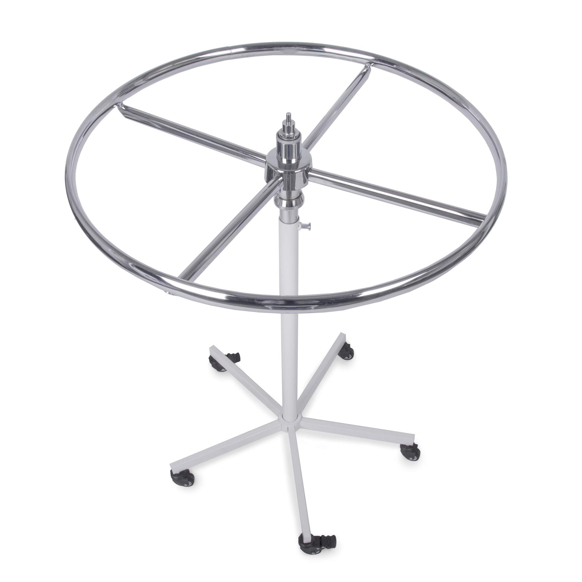 Konfektions Rundständer rollbar höhenverstellbar 110-175cm Sternenfuß weiß Neuware, sehr gut erhaltener Ring Ø85cm verchromt - Kleiderständer stabil, Garderobenständer, Rollständer