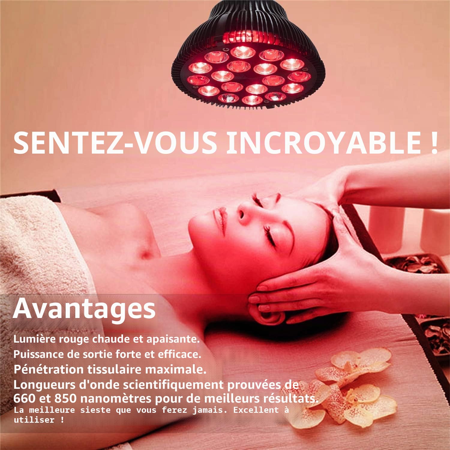 Elitzia Ampoule infrarouge 660nm Rouge et 850nm Ampoule Proche infrarouge Accessoire pour ET350 Dispositif de lumière infrarouge ETPAR38 (Noir)