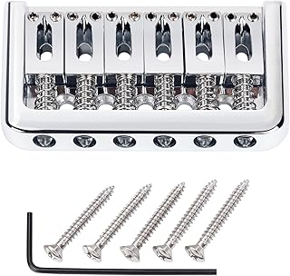 Banworks Electric Guitar Fixed Bridge Non-Tremolo 6-String Tailpiece 52.5mm (2-1/16") String Through Body Hardtail Bridge Set for Strat ST Tele JT/GDQQ-01 Chrome
