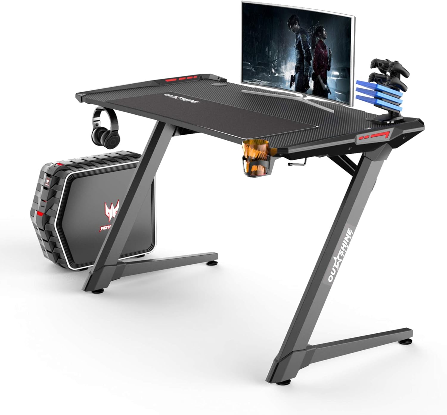 Buy Outshine Gaming Destiny Gaming Desk 120cm wide with RGB LED Lights ...