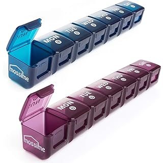 2-Pack Weekly Large Pill Organizer for Travel, 7 Day Jumbo Pill Boxes and Organizer, Big Compartments Pill Case AM PM,14 Day XL Medication Organizer Dispenser for Fish Oils, Vitamin Holder Supplement