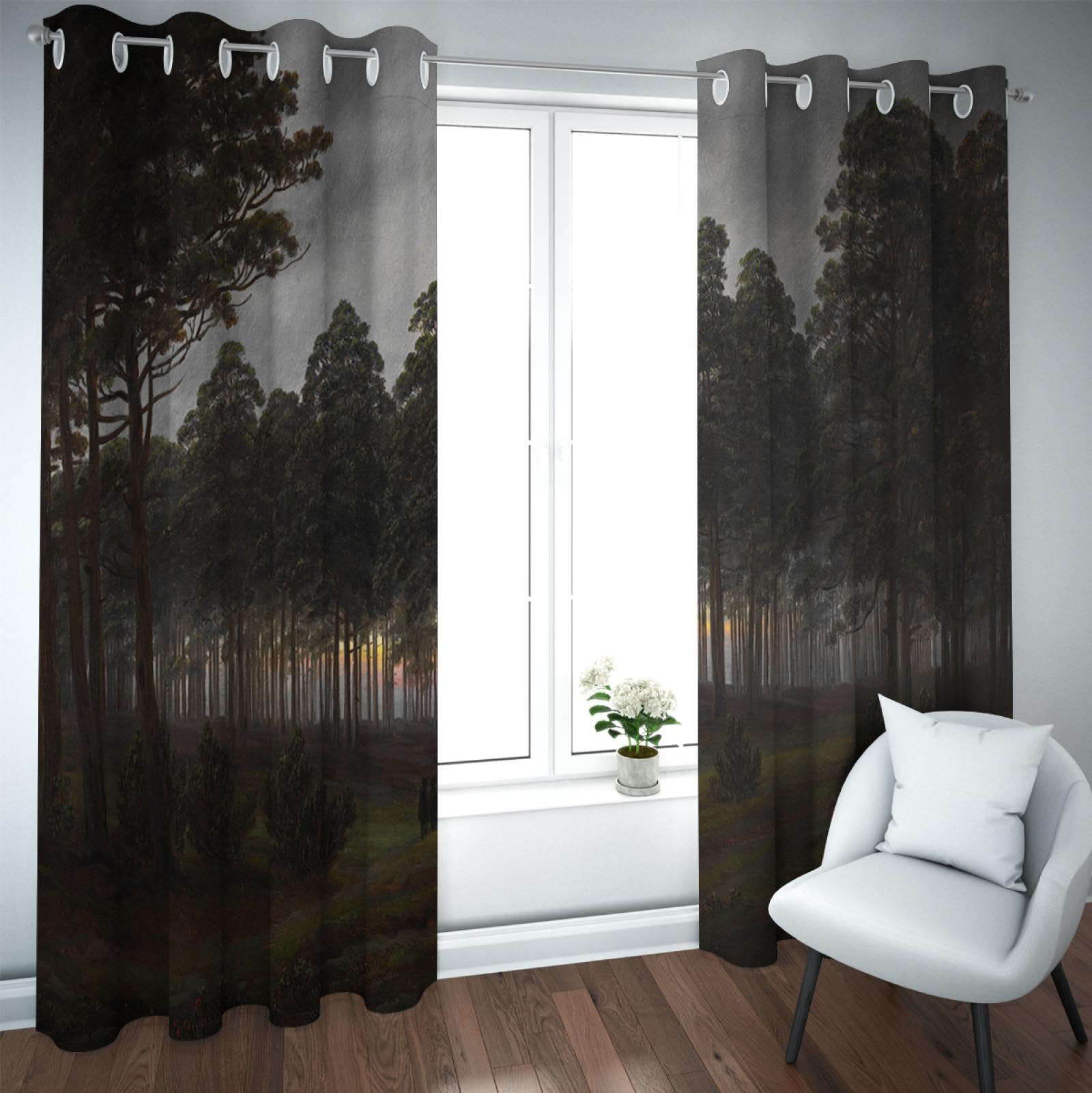 Rideaux occultants Coucher de Soleil H138xB117 en lot de 2