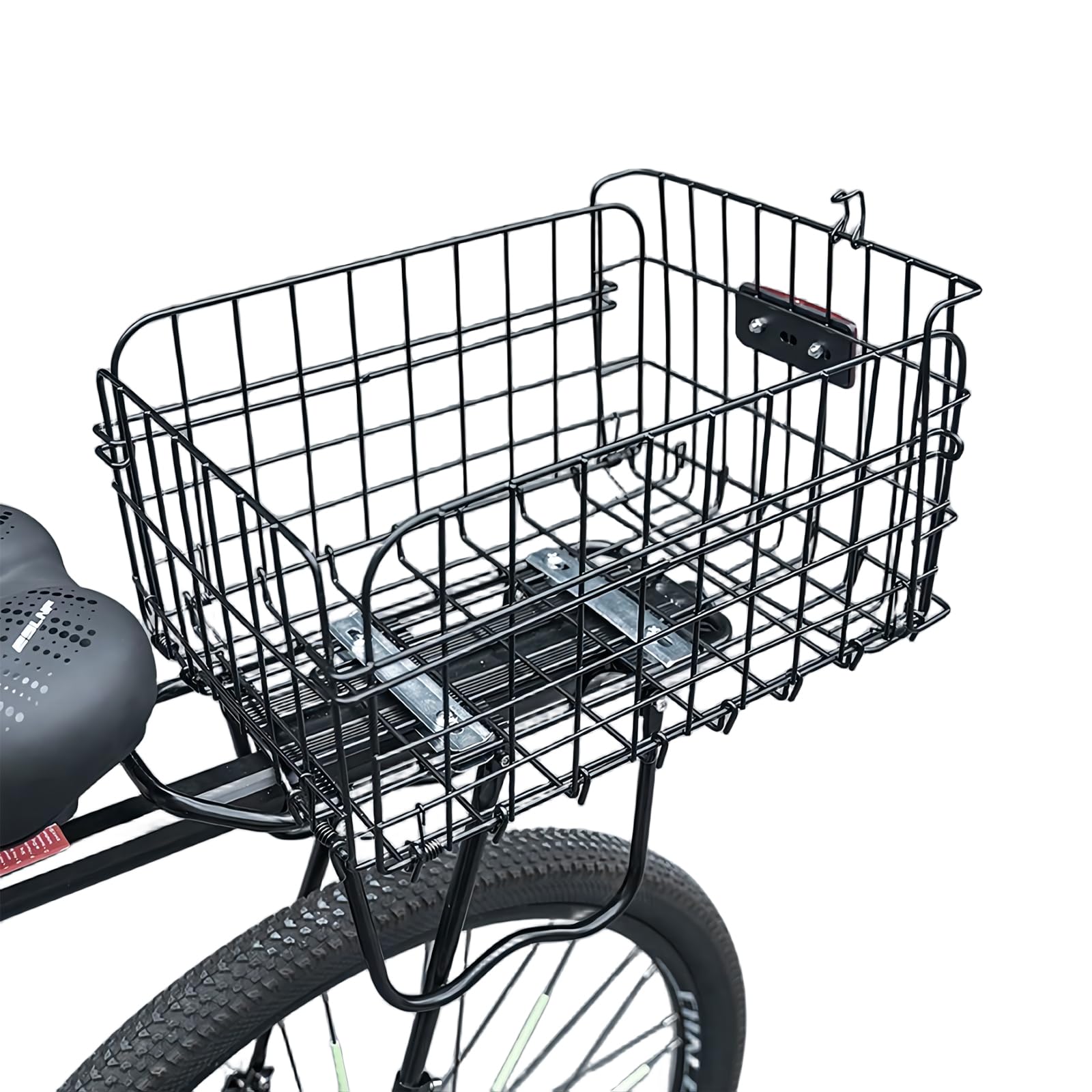 自転車用バスケット(カゴ) 自転車リアバスケット 後ろ固定式 後ろバスケット 軽量 大容量 簡単な組み立 ポータブル 軽快車用 荷台付折りたたみ自転車用 (鉄, 37*27*20cm)