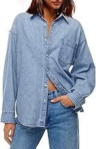 Cicy Bell Womens Oversized Denim Shirt Jean Jacket 2025 Fall Fashion Button Down Shirts Long Sleeve Tops Trendy Shackets