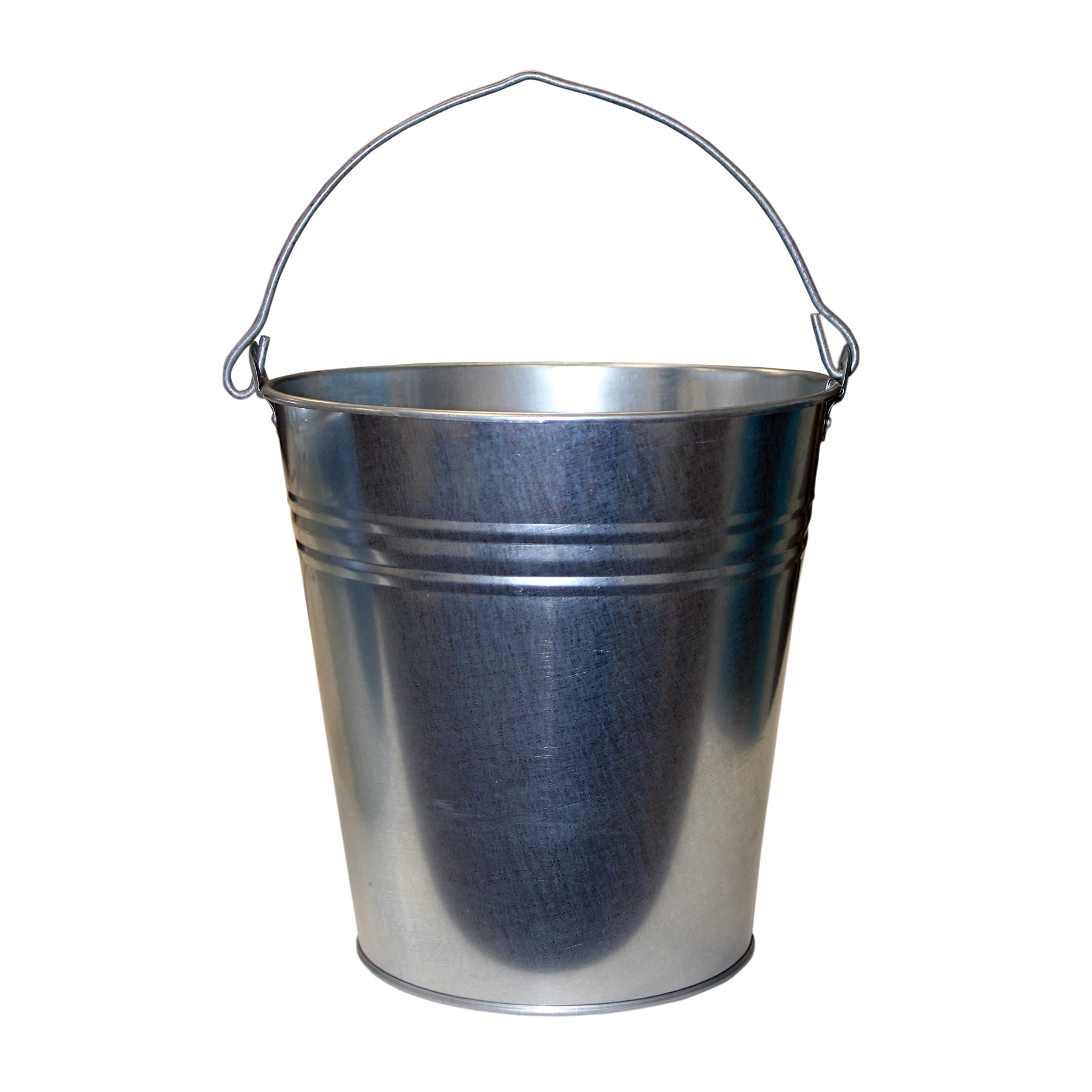 Kingston Tools Galvanised Metal Bucket with Handle for Indoor and Outdoor Use — Cleaning, Gardening, Coal Ash, Farming and Industrial Pail — 26.5cm (Height) x 26.5cm (Top Diameter), 10 Litres