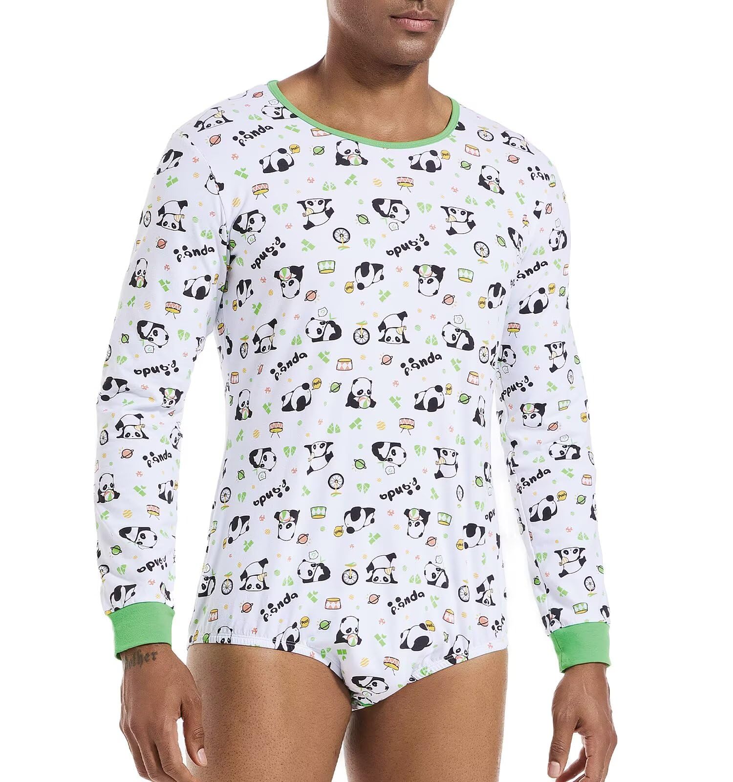 Landofgenie Langarm Body mit Vollflächenprint aus Baumwolle Atmungsaktiver Bequemer Onesie für Haus & Freizeit