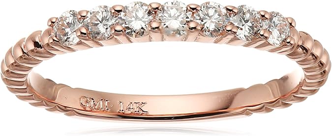 14k Pink Gold Round-Cut Diamond Stackable Ring (1/3cttw, I-J Color, I1 Clarity), Size 7