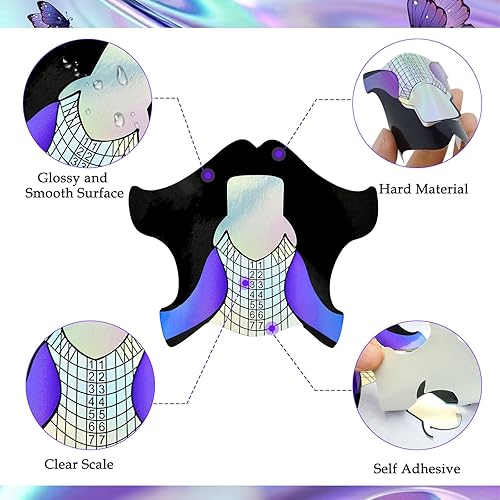 Miniatura 4 de 50 piezas de moldes de extensión autoadhesivos y reutilizables para acrílico, uñas de gel constructor - NTF050