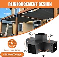 Vista 7 de Woodworks - Soporte de pérgola para pérgola de 4 vías, soporte de esquina de ángulo recto, soporte de madera elevado, paquete de 2 con tornillos