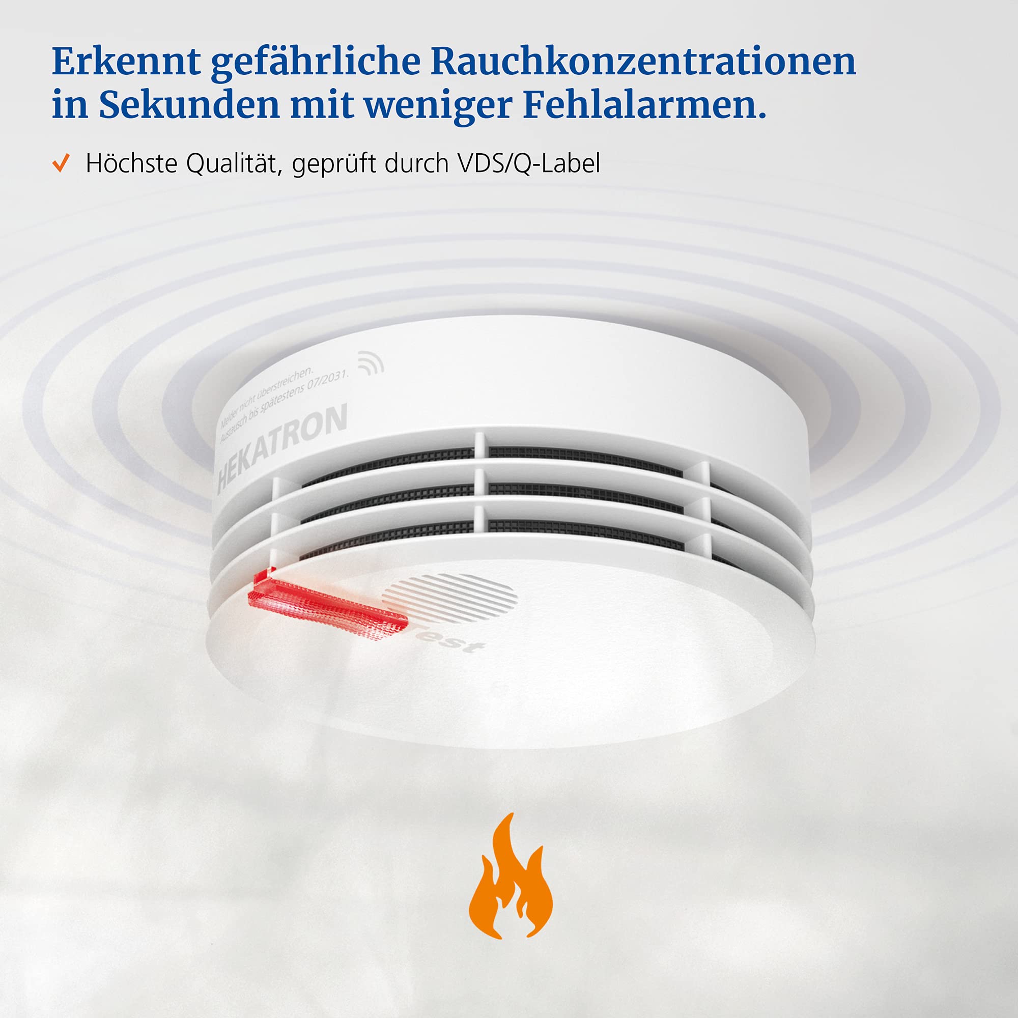 Hekatron Genius Plus X Edition, rilevatore di fumo wireless opzionale, rilevatore di fumo con app, garanzia di 5 anni, batteria ottimizzata per la frequenza, certificato Q, certificato VD, prodotto in