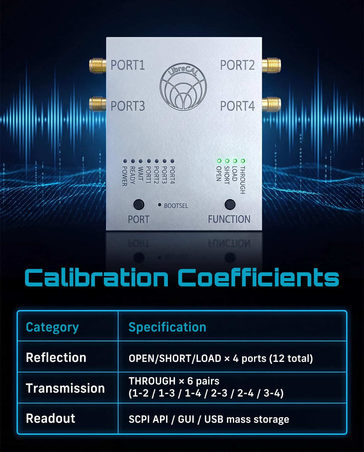 SEESII LibreCAL - Kit de calibración electrónica de 4 puertos: 9 kHz-6 GHz, kit de calibración VNA con bolsa de almacenamiento para analizador de red vectorial LibreVNA Medición RF