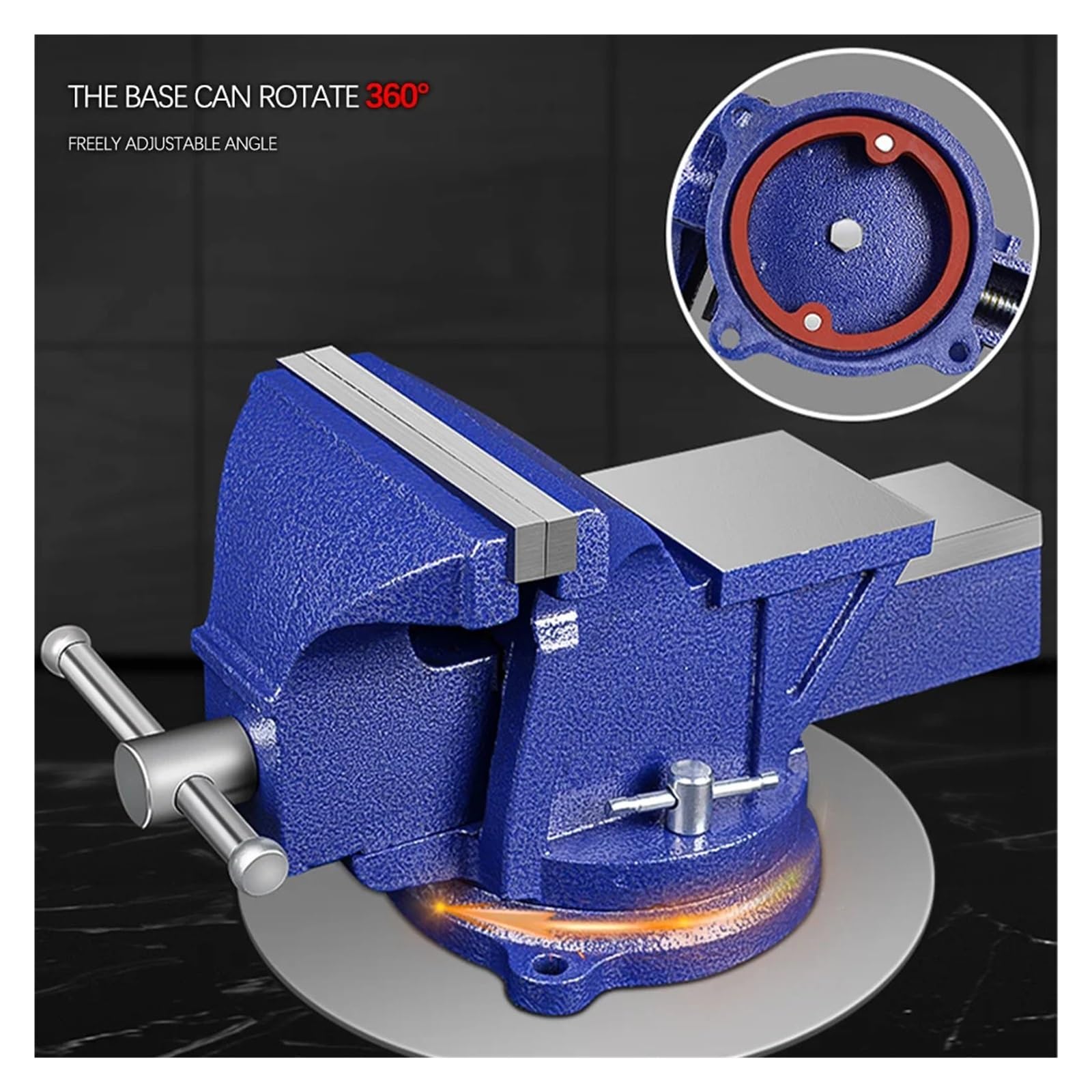Bench Plie 4" /5" /6" Vice Abrazadera portátil Base giratoria de 360° Mesa de tornillo de banco CNC for fresadora de carpintería Prensa de perforación (azul)(4inch)